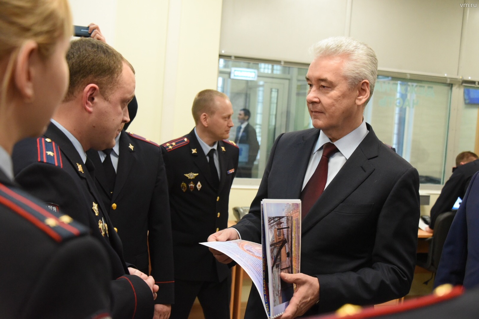 Сергей Собянин во время открытия нового здания отдела полиции по району Хорошево-Мневники