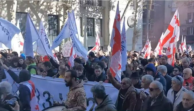 Скорее всего, за протестами стоит оппозиционное "Единое национальное движение" (ЕНД), основатель которого — экс-президент Михаил Саакашвили / Скриншот видео YouTube-канала «Sputnik Georgia — все о Грузии»