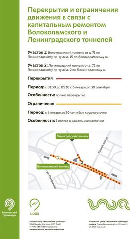 Ленинградский и Волоколамский тоннели перекроют из-за ремонта