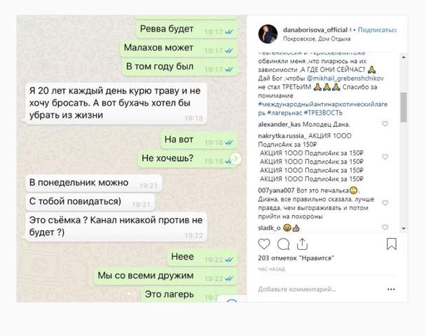 Переписка с Гребенщиковым / https://www.instagram.com/danaborisova_official/
