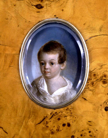 Ксавье де Местр. Пушкин-ребенок. 1802, металлическая пластина, масло. 10х7,7. Дар В.С. Якута. 1960 г. Из собрания Государственного музея А.С. Пушкина / Пресс-служба Государственного музея А.С. Пушкина